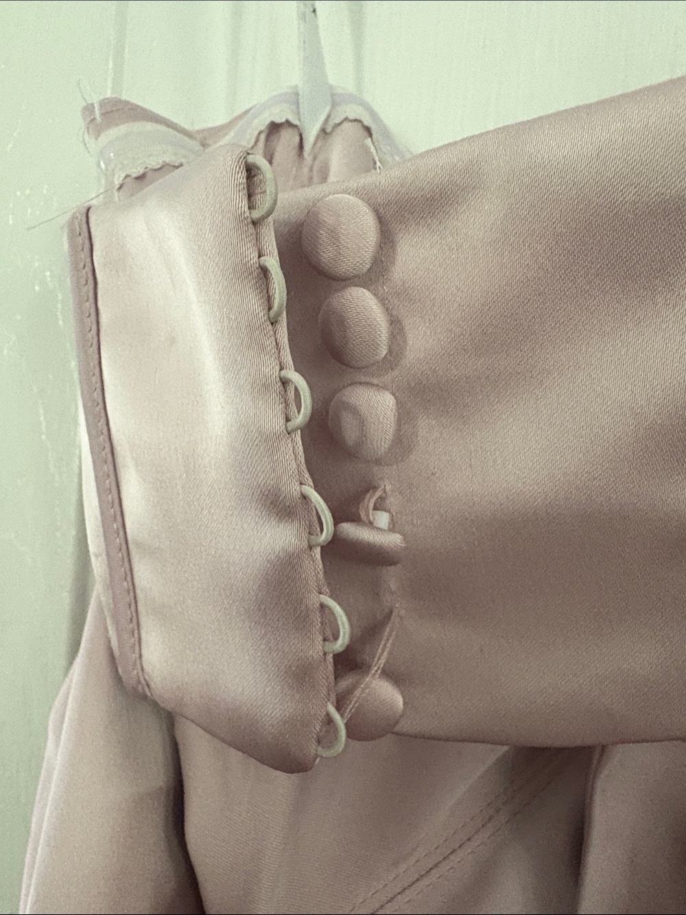 After Six Satin Strapless Bridesmaid Gown Ballet Pink Peek-a-Boo Corset Back - Picture 4 of 4